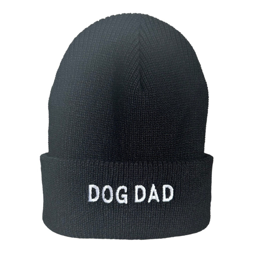 Dog Dad - Embroidered Black Beanie Hat