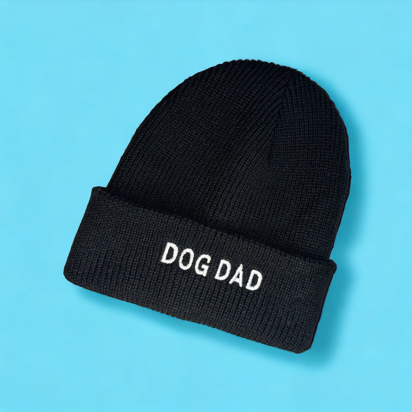 Dog Dad - Embroidered Black Beanie Hat